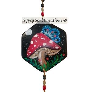 Hand-Painted Mushroom Wall Hanging
